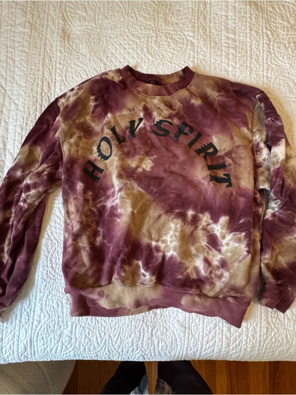Maroon and Tan Tie-Dye Crewneck Sweatshirt